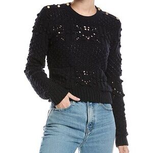 Frame Navy Embellished Patch Pocket Sweater NWT size L